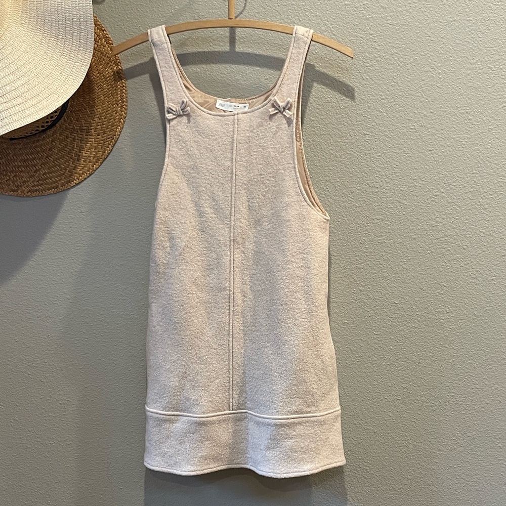 Zara Cream Wool Pinafore Dress for Kids with pockets